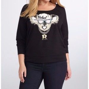 Torrid Rebel Wilson Koala Bear Black Sweatshirt Sz: 1X